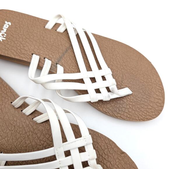 Sanuk Yoga Sandy Flip Flop Sandal Crisscross Strap Tan/White Women's Size US7 - Picture 10 of 11